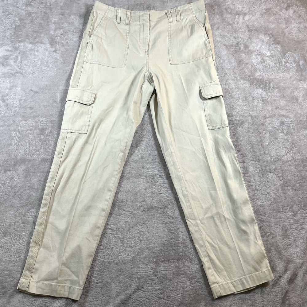 Chicos Women's Linen Cargo Size 6 Pant Beige  Pockets‎